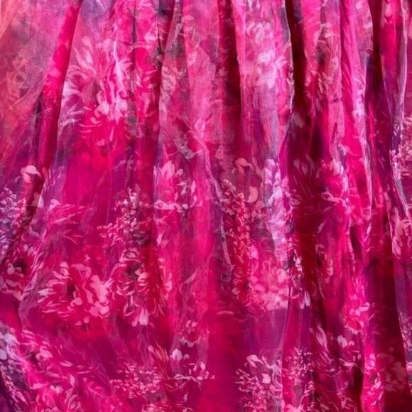 COPY - Lulus Romance That Wows Magenta Floral Print Organza Maxi Dress Size Med… - Picture 11 of 16